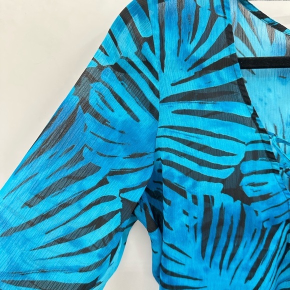 TOMMY BAHAMA Coastal Vacation Blue-black woman leaf beach summer swim cover S - Picture 6 of 11